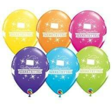 Qualatex 11 inch-es Ballagásodra Szeretettel Tarisznyás Latex Lufi party kellék