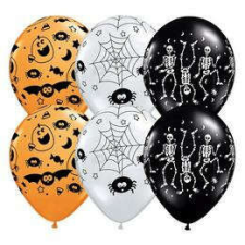 Qualatex 11 inch-es Kísérteties Halloween Latex Lufi - Vegyes party kellék