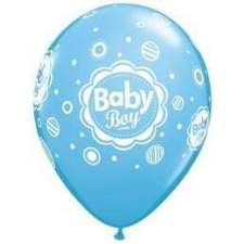 Qualatex 11 inch-es Kisfiús Kék Latex Lufi Babaszületésre party kellék