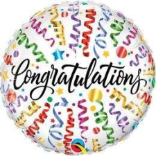 Qualatex 18 inch-es Congratulations Streamers Fólia Lufi party kellék