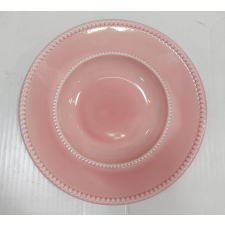 QUALITY CERAMIC LUXE kerámia, rózsaszín mély tányér, 23cm. 1db tányér és evőeszköz