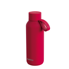 QUOKKA Hőtartó fémkulacs pánttal SOLID - Cherry Red 510ml - Quokka jóga felszerelés