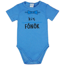 "Kis főnök" feliratos rövid ujjú baba body kék kombidressz, body