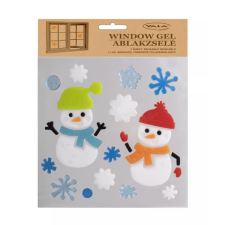 Qx Ablakzselé hóember és hópehely mintákkal - 20 x 25 cm party kellék