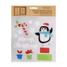 Qx Ablakzselé pingvin és ajándékok mintákkal - 20 x 25 cm party kellék