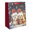 Qx Ajándéktasak karácsonyi kutya mintával - 26 x 32 cm