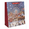 Qx Ajándéktasak karácsonyi vásár mintával - 26 x 32 cm