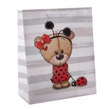 Qx Ajándéktasak katicás maci mintával - 26 x 32 cm party kellék