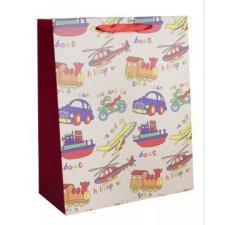 Qx Ajándéktasak vidám járművek mintával - 31 x 42 cm party kellék