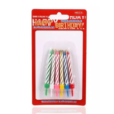 Qx Elfújhatatlan csíkos születésnapi gyertya - 6 darabos party kellék