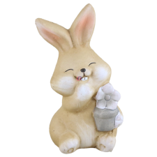 QX-IMP Cuki nyuszi dekor figura virággal 13 cm dekorációs kellék