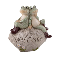 QX-IMP XL kerti béka pár figura welcome felirattal 23,5 cm dekorációs kellék
