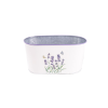 QX-IMPEX KFT IRIS bádog kaspó ovál, levendula mintás, fehér 23 x 12 cm (081099)