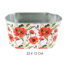 QX-IMPEX KFT IRIS bádog kaspó ovál pir pipacs 23x12cm (81044) kerti tárolás