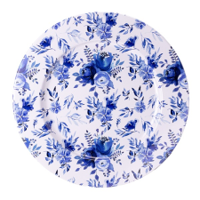 QX-IMPEX KFT IRIS bádog tálca kék virág 33x1,5cm (81065) tányér és evőeszköz