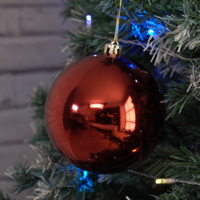 QX-IMPEX KFT Karácsonyfadísz fényes bordó színben, 15cm karácsonyfadísz