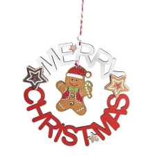 Qx Karácsonyi fa kopogtató 18 cm Merry Xmas felirattal dekorációs kellék
