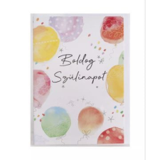 Qx Képeslap színes lufikkal és boldog szülinapot felirattal - 13 x 19 cm ajándéktasak