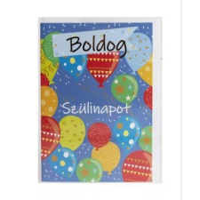 Qx Képeslap színes lufikkal és Boldog Szülinapot felirattal, 13 x 19 cm - Kék party kellék