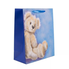 Qx Nosztalgia maci mintás ajándéktasak, kék - 26 x 32 cm ajándéktasak