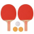 Qx Ping-pong ütő készlet - 2 db ütő 3 db labdával
