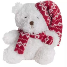 Qx Piros sapkás karácsonyi maci plüssfigura - 13 cm plüssfigura