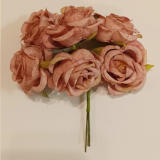 Qx Rózsa pick 6 fej 5cm antik rózsaszín dekorációs kellék
