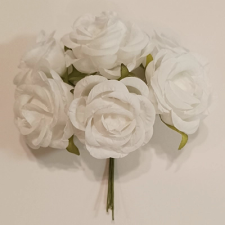 Qx Rózsa pick 6 fej 5cm fehér dekorációs kellék