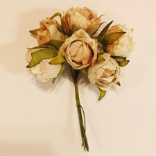 Qx Rózsa pick bimbós 6 fej 2,5cm bézs dekorációs kellék