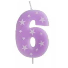 Qx Színes születésnapi számgyertya, 6 cm - 6 party kellék