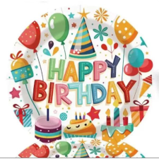 Qx Torta mintás születésnapi papírtányér - 10 db-os party kellék