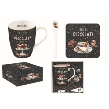 R2S .1045HOCH Porcelánbögre kanállal,parafa poháralátéttel, dobozban, Hot Chocolate bögrék, csészék