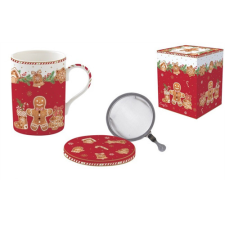 R2S.105FANG Porcelán szűrősbögre tetővel, 350ml, dobozban, Fancy Gingerbread bögrék, csészék