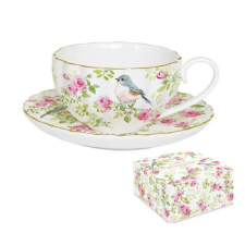 R2S.1282SPRI Porcelán teáscsésze+alj 200ml dobozban Spring Time bögrék, csészék