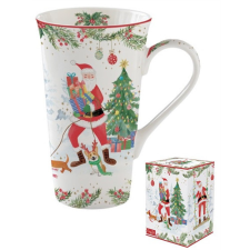  R2S.1462JOYF Porcelánbögre 600ml, dobozban, Joyful Santa bögrék, csészék