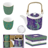  R2S.1467IMPP Porcelán teáskanna 600ml, fémszűrővel, 2 porcelánpohárral 160ml, dobozban, Imperial Peacock, Atmosphere