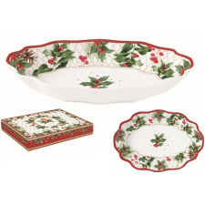  R2S.1487CHBE Porcelán ováltál 24,5x17x4,5cm, dobozban, Christmas Berries konyhai eszköz