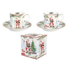 R2S.211JOYF Porcelán eszpresszócsésze+alj 75ml, 2 személyes, dobozban, Joyful Santa bögrék, csészék