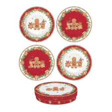 R2S.924FANG Porcelán desszerttányérszett 4db-os,19cm dobozban, Fancy Gingerbread tányér és evőeszköz