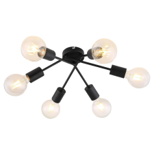 RÁBALUX Rábalux 3990 LAMAR beltéri mennyezeti lámpa matt fekete színben, 6db E27 foglalattal, IP20 védettséggel ( Rábalux 3990 ) világítás