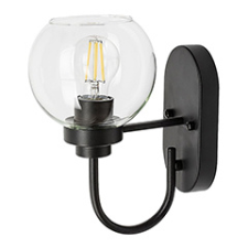 RÁBALUX Rábalux Tirina oldalfali lámpa (E27) matt fekete, üveg gömb búrával, IP44 világítás
