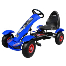 Racing pedálos gokart kék színben 3 éves kortól, felfújható kerekek + ülésállítás lábbal hajtható járgány