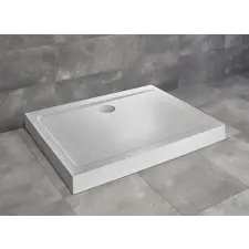 Radaway Doros Stone D szögletes fehér zuhanytálca előlappal 90x80 fehér kád, zuhanykabin