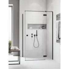 Radaway Essenza 8 Black KDJ szögletes fekete zuhanykabin 100x80 átlátszó balos kád, zuhanykabin