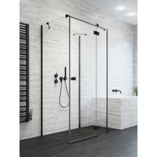 Radaway Essenza Black KDJ+S szögletes fekete zuhanykabin 120x120 átlátszó jobbos kád, zuhanykabin