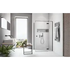 Radaway Essenza Black KDJ szögletes fekete zuhanykabin 110x120 átlátszó balos kád, zuhanykabin