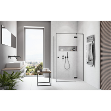 Radaway Essenza Black KDJ szögletes fekete zuhanykabin 110x80 átlátszó balos kád, zuhanykabin