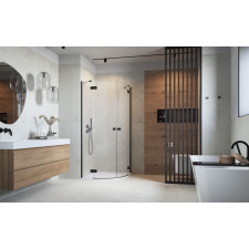 Radaway Essenza Black PDD íves fekete zuhanykabin 80x100 átlátszó kád, zuhanykabin