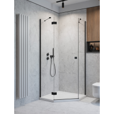 Radaway Essenza Black PTJ szögletes fekete zuhanykabin 100x80 átlátszó balos kád, zuhanykabin