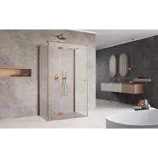 Radaway ?Essenza Brushed Copper ?KDJ+S ?szögletes ?szálcsiszolt réz zuhanykabin 120x120 átlátszó jobbos kád, zuhanykabin